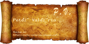 Pető Valéria névjegykártya